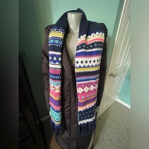 Colorful Knit Long Scarf with Fringe 🧶